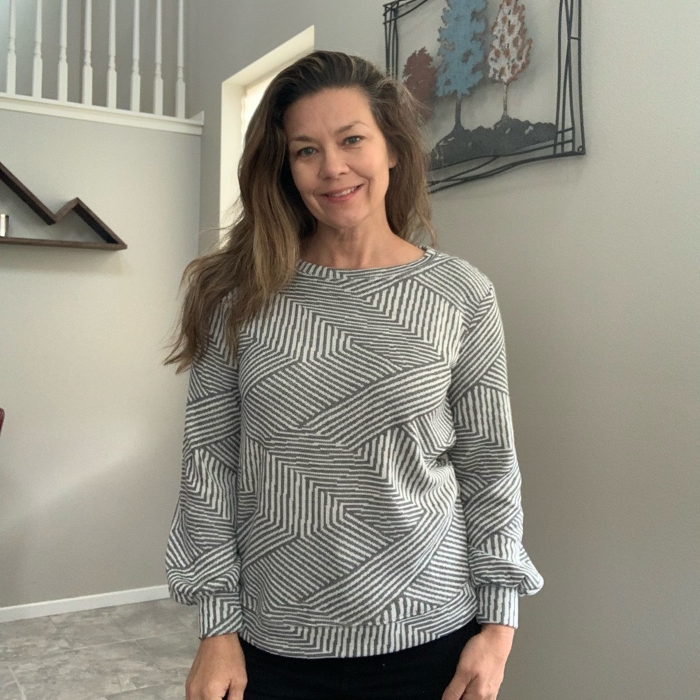 Ellen Tracy Women's Sweater Jacquard Crewneck